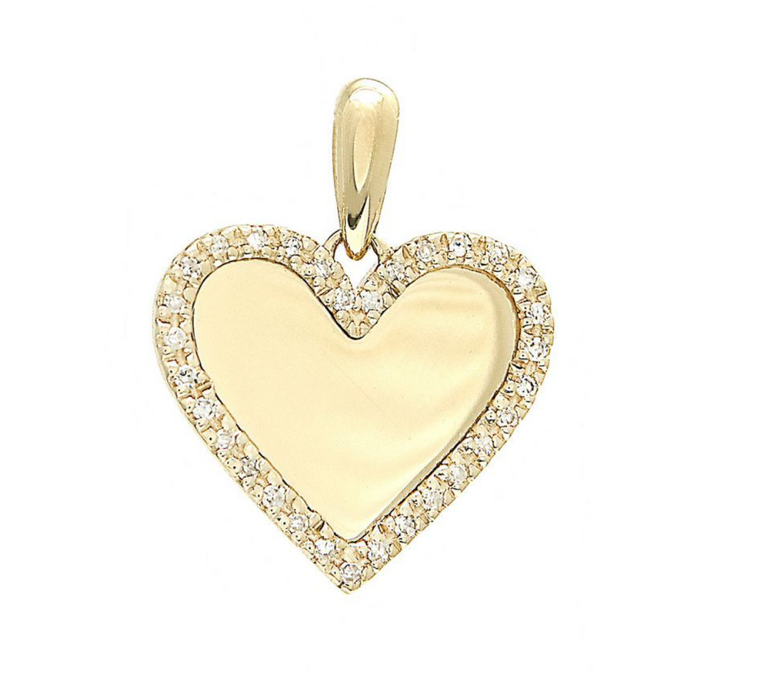 Heart Pave Plate Charm - Millo Jewelry