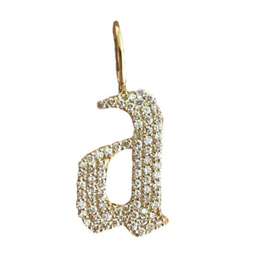 Large Pave Gothic Initial Charm - Millo Jewelry