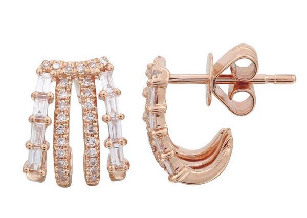 Baguette and Pave Four Wrap Earrings - Millo Jewelry