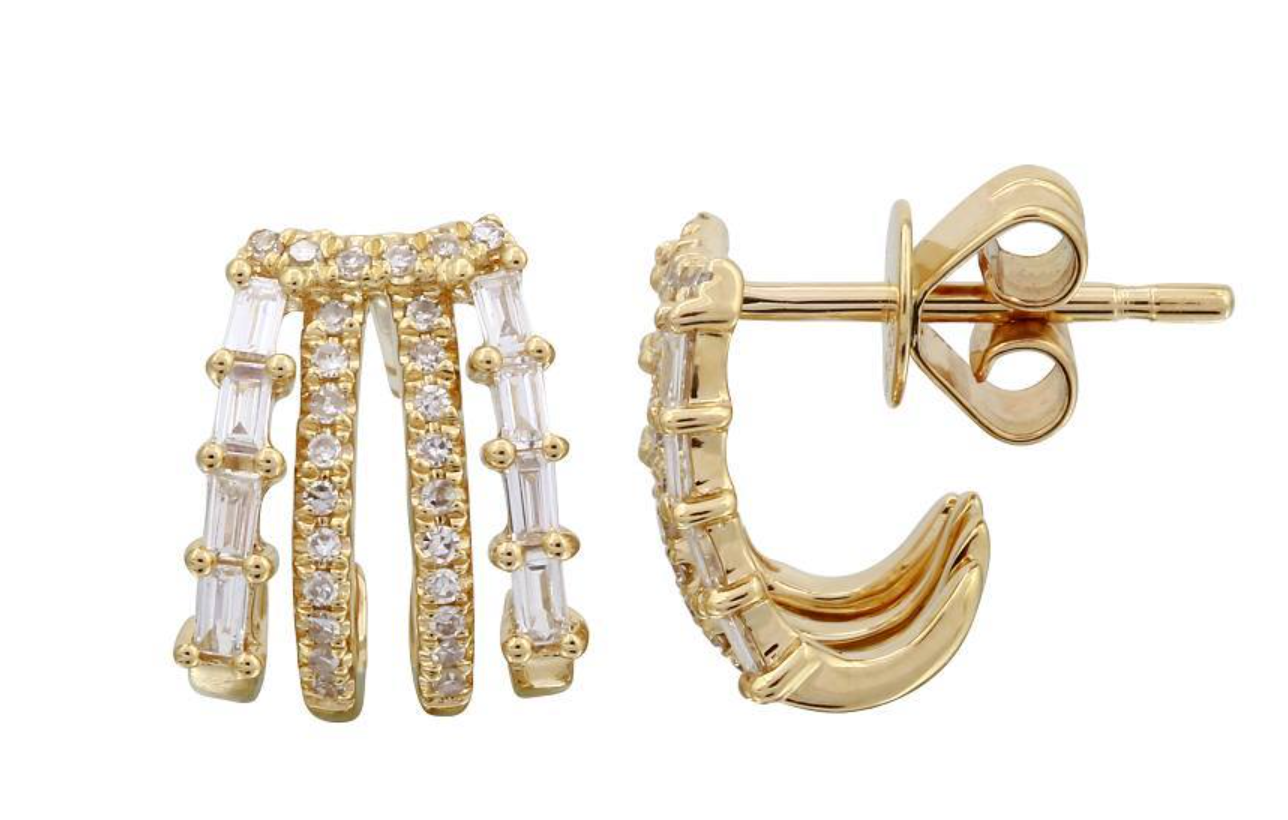 Baguette and Pave Four Wrap Earrings - Millo Jewelry