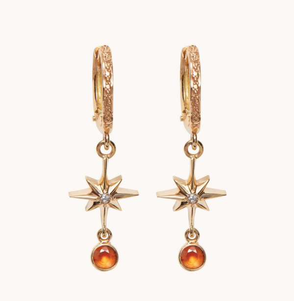 lucky star diamond hoop earrings - Millo Jewelry