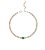 Load image into Gallery viewer, EMERALD HEART MINI PAVE LINK NECKLACE - Millo Jewelry