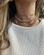 Load image into Gallery viewer, PAVE MINI LINK CHOKER WITH HEART DIAMOND CENTER - Millo Jewelry
