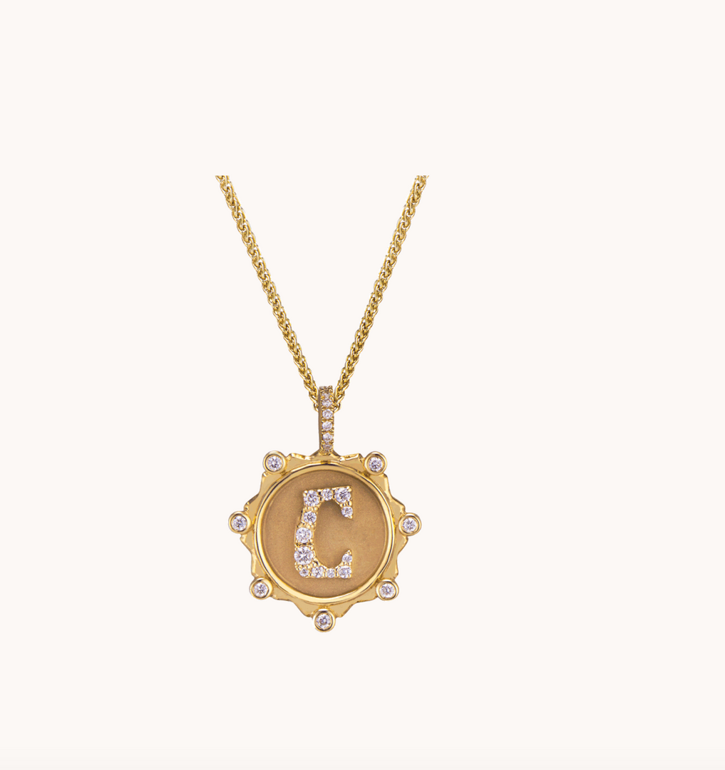 Pave Alphabet Amulet Necklace  16 " - Millo Jewelry