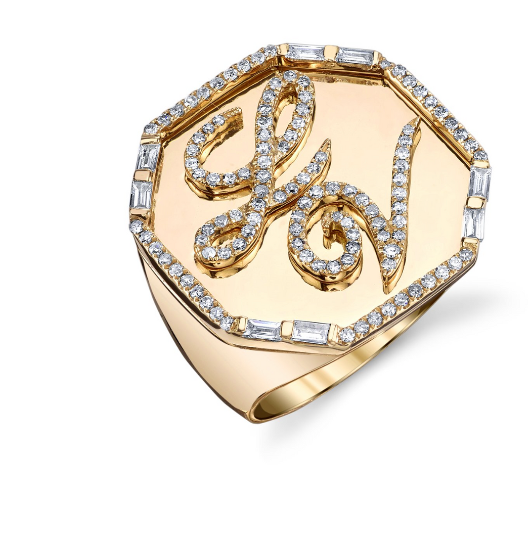 JUMBO INITIAL OCTAGON SIGNET RING - Millo Jewelry