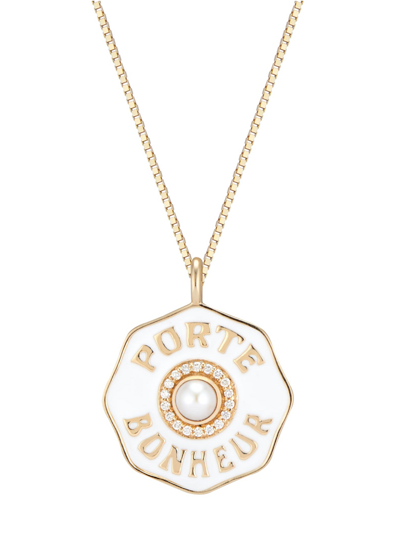 Porte Bonheur Mini Coin Pendant Necklace with Pearl - Millo Jewelry