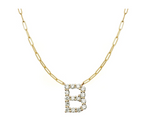 Load image into Gallery viewer, Large Diamond Initial Paperclip Necklace - Millo Jewelry
