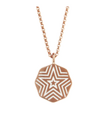 Load image into Gallery viewer, MINI DIAMOND AND WHITE ENAMEL PORTE BONHEUR COIN NECKLACE - ROSE GOLD - Millo Jewelry