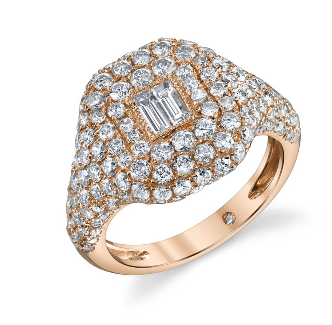 pave baguette pinky ring - Millo Jewelry