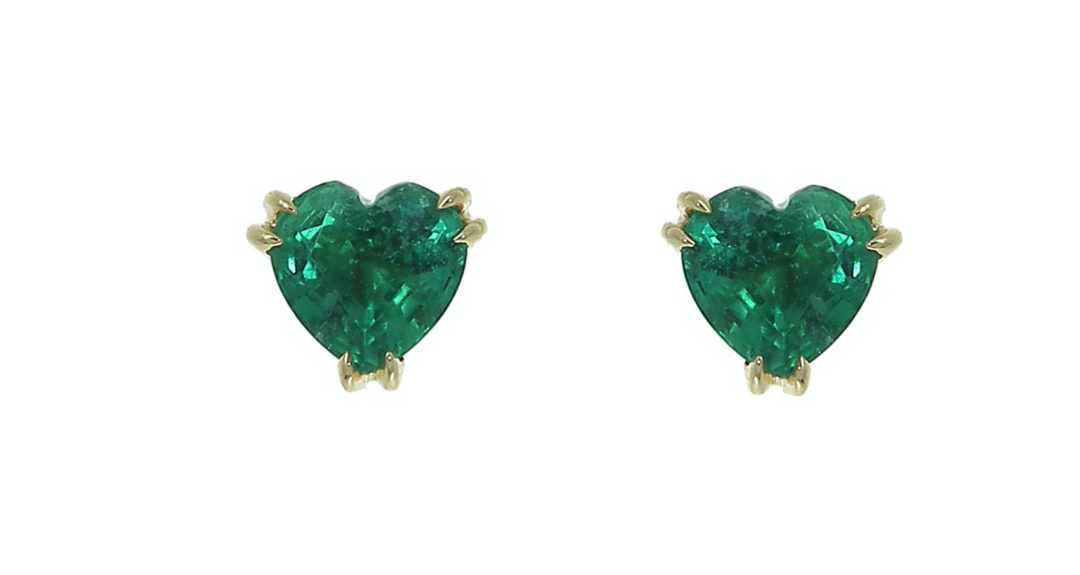 Emerald Heart Stud Earrings - Millo Jewelry