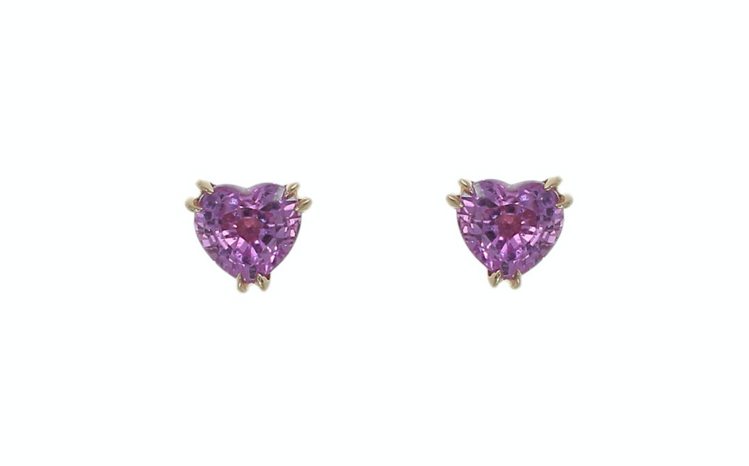 Pink Sapphire Heart Stud Earrings - Millo Jewelry