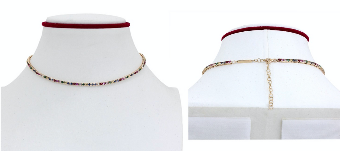 Multicolor Precious Stone Tennis Choker - Millo Jewelry