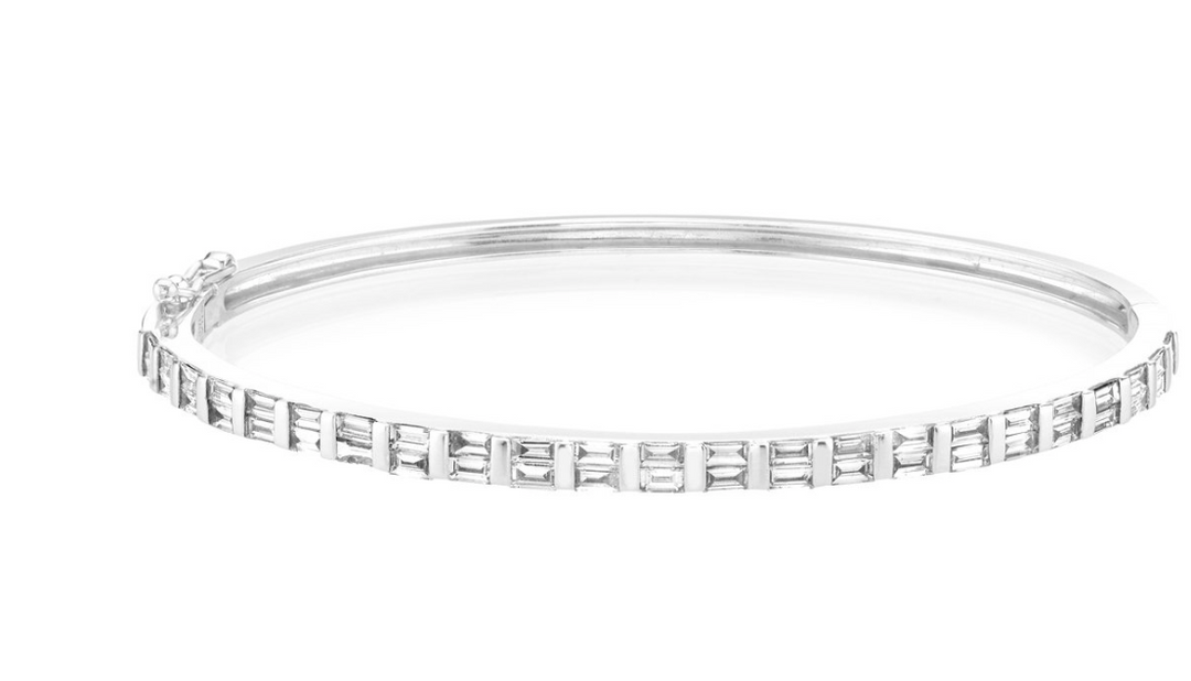 SINGLE HALF ROW BAGUETTE BANGLE - Millo Jewelry