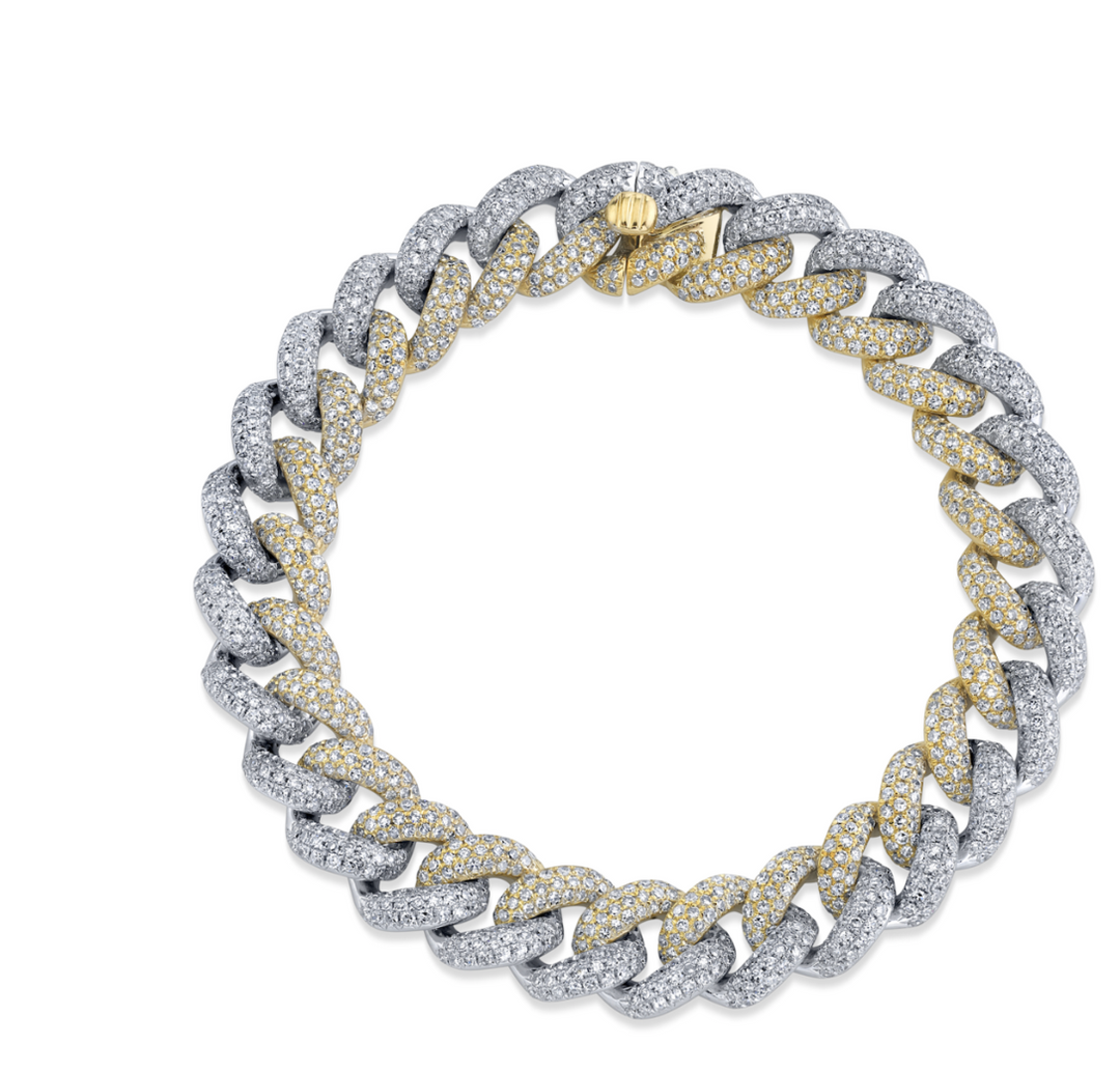 TWO-TONE ESSENTIAL PAVE LINK BRACELET - Millo Jewelry
