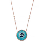 Load image into Gallery viewer, PAVE TURQUOISE INLAY EYE NECKLACE - Millo Jewelry

