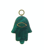 Load image into Gallery viewer, Green Malachite Emerald Marquise Hamsa Charm - Millo Jewelry