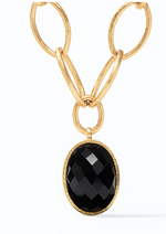 Load image into Gallery viewer, Fleur-de-Lis Statement Necklace Gold Obsidian Black Reversible - Millo Jewelry