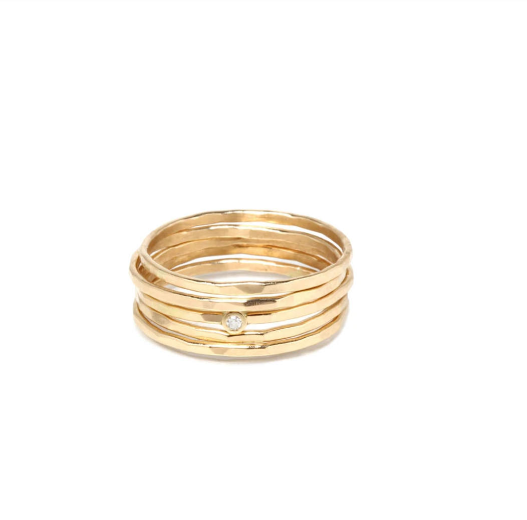 14K HAMMERED DIAMOND 5 RING SET | IN STOCK - Millo Jewelry