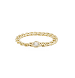 Load image into Gallery viewer, 14K SMALL CURB CHAIN RING WITH FLOATING DIAMOND | IN STOCK - Millo Jewelry