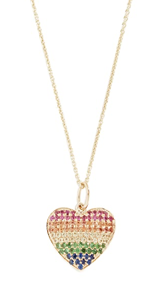Rainbow Heart Necklace 14K Yellow Gold - Millo Jewelry