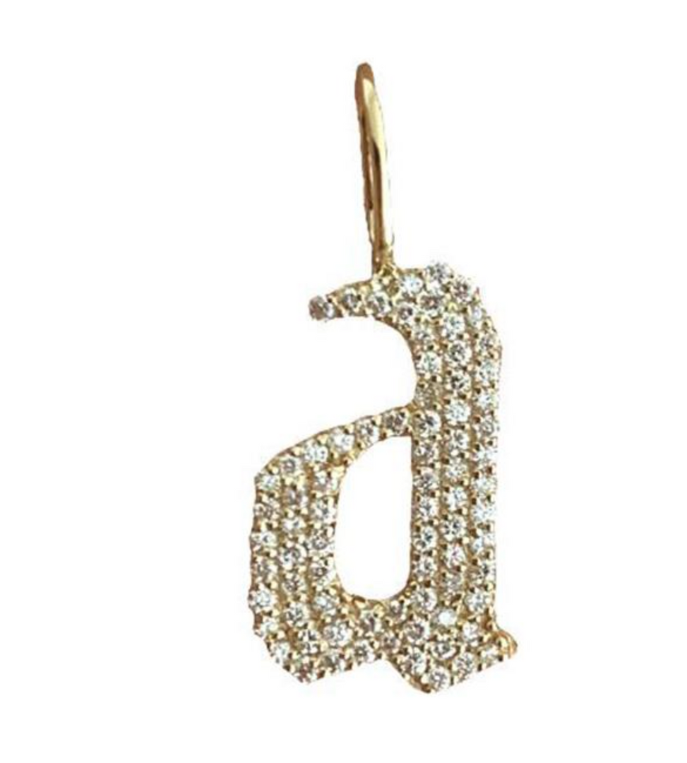 Small Pave Gothic Initial Charm - Millo Jewelry