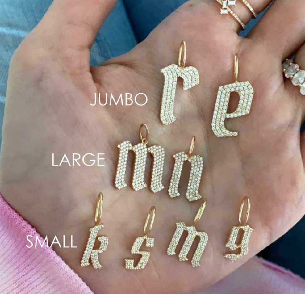 Jumbo Pave Gothic Initial Charm - Millo Jewelry