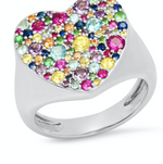 Load image into Gallery viewer, Multi Colored Heart Signet Ring - Millo Jewelry