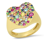 Load image into Gallery viewer, Multi Colored Heart Signet Ring - Millo Jewelry