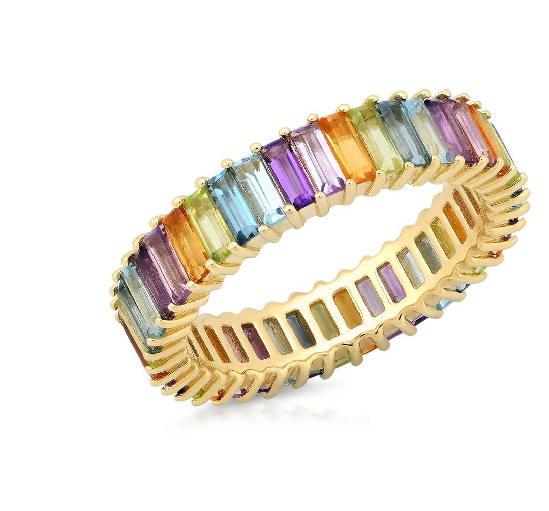Multi Colored Pastel Baguette Ring - Millo Jewelry