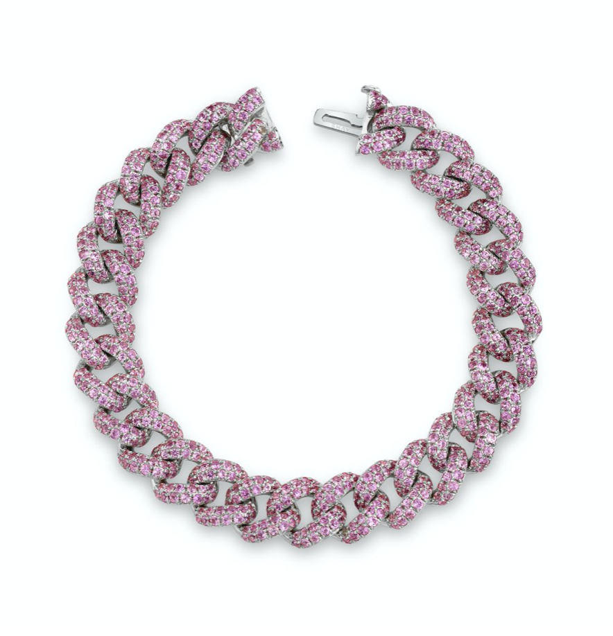 PINK SAPPHIRE PAVE ESSENTIAL LINK BRACELET - Millo Jewelry