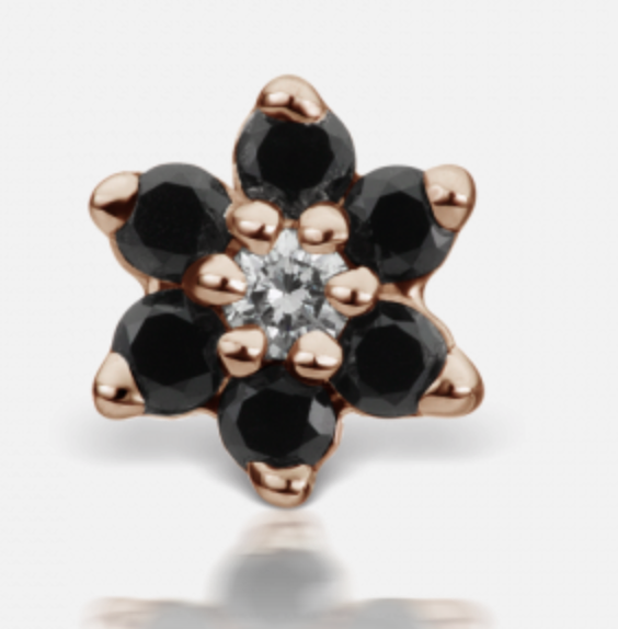4.5mm Black Diamond Flower Threaded Stud - Millo Jewelry
