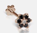 Load image into Gallery viewer, 4.5mm Black Diamond Flower Threaded Stud - Millo Jewelry
