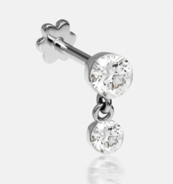 2mm-1.5mm Invisible Set Diamond Dangle Threaded Stud - Millo Jewelry