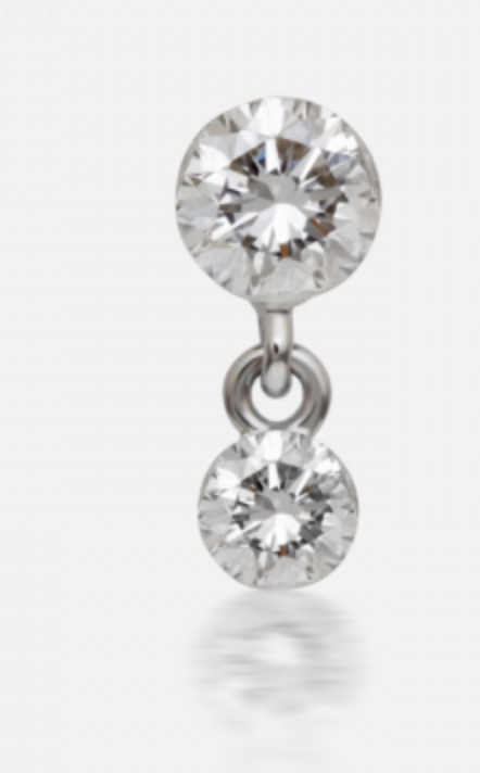 2mm-1.5mm Invisible Set Diamond Dangle Threaded Stud - Millo Jewelry