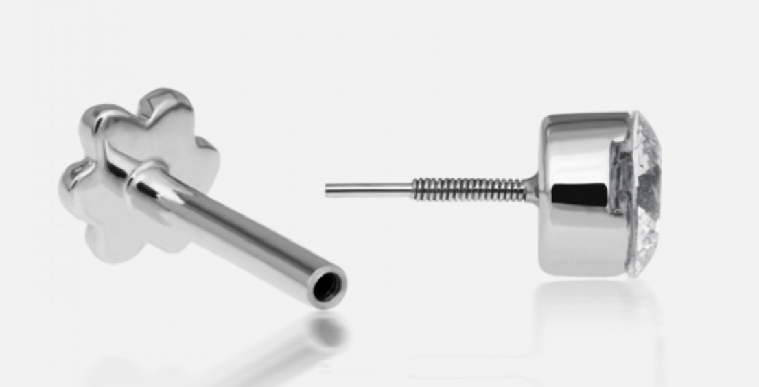 2mm-1.5mm Invisible Set Diamond Dangle Threaded Stud - Millo Jewelry