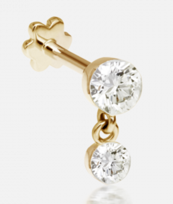 2mm-1.5mm Invisible Set Diamond Dangle Threaded Stud - Millo Jewelry