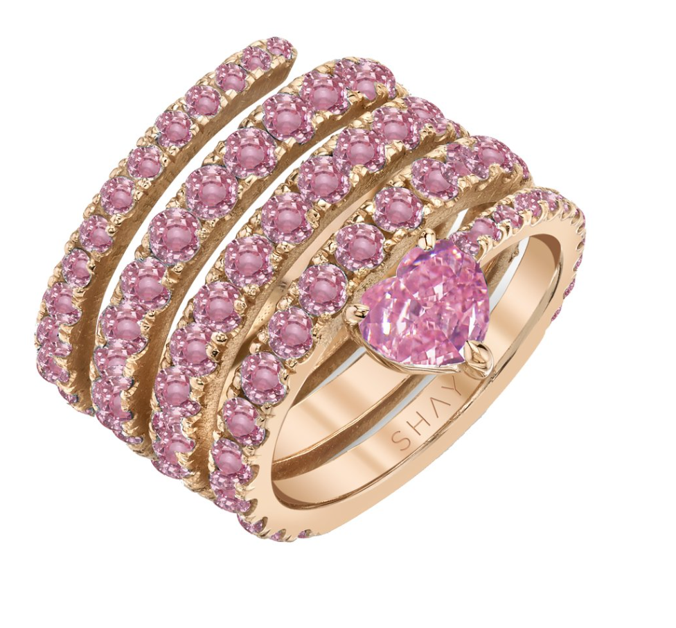 Pink Sapphire Spiral Heart Pinky Ring - Millo Jewelry