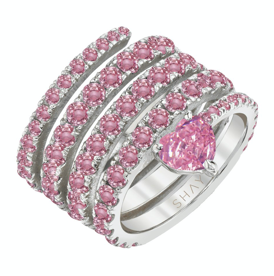 Pink Sapphire Spiral Heart Pinky Ring - Millo Jewelry