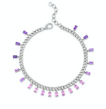 Load image into Gallery viewer, Amethyst Ombre Baguette Drop Link Anklet - Millo Jewelry