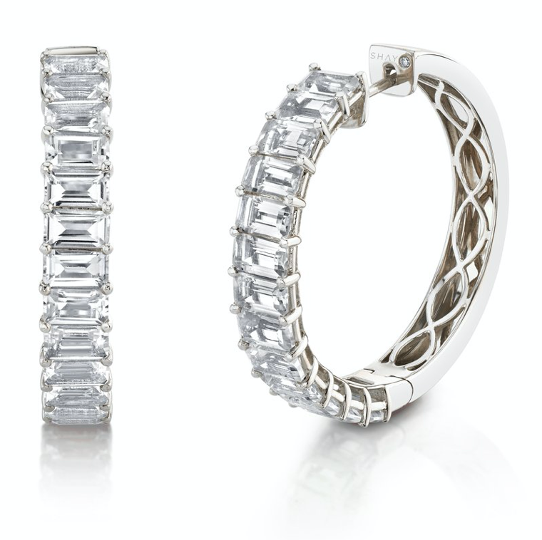White Topaz Eternity Hoops - Millo Jewelry