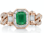 Load image into Gallery viewer, Emerald Halo Link Ring - Millo Jewelry