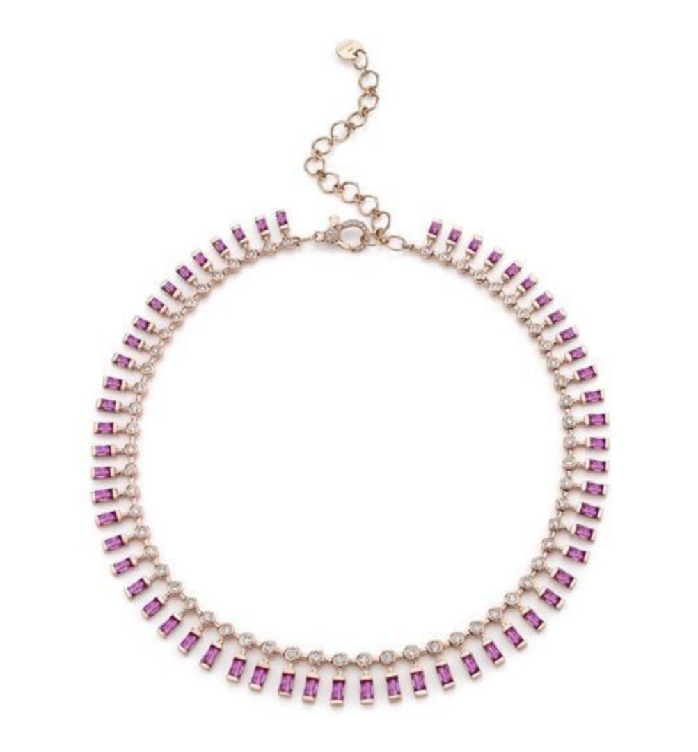 Dot-Dash Pink Sapphire & Diamond Choker - Millo Jewelry