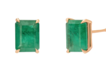 emerald solitaire studs - Millo Jewelry