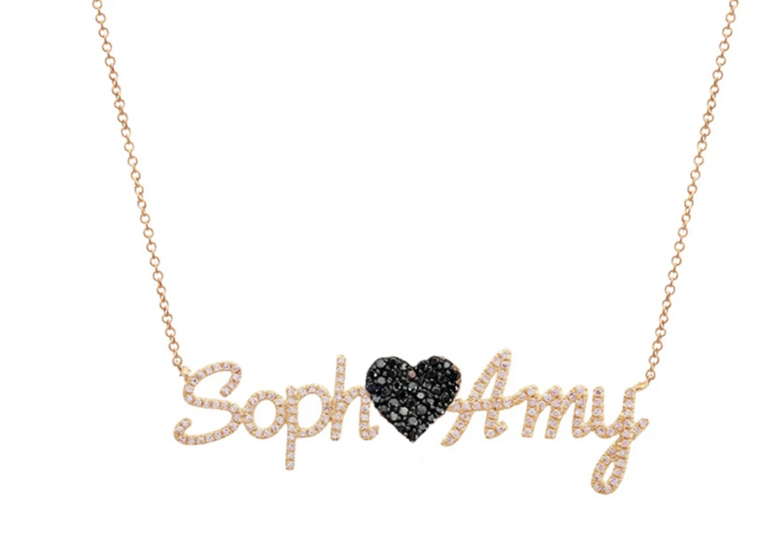 Pave Heart Nameplate Necklace - Millo Jewelry
