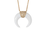 Load image into Gallery viewer, Rose Cut Diamond Center Double Bone Horn Necklace - Millo Jewelry
