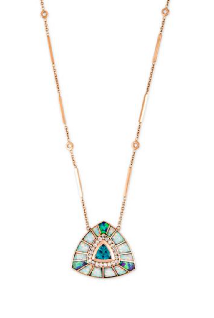 Pave Apatite Opal Small Inlay Vortex Necklace - Millo Jewelry
