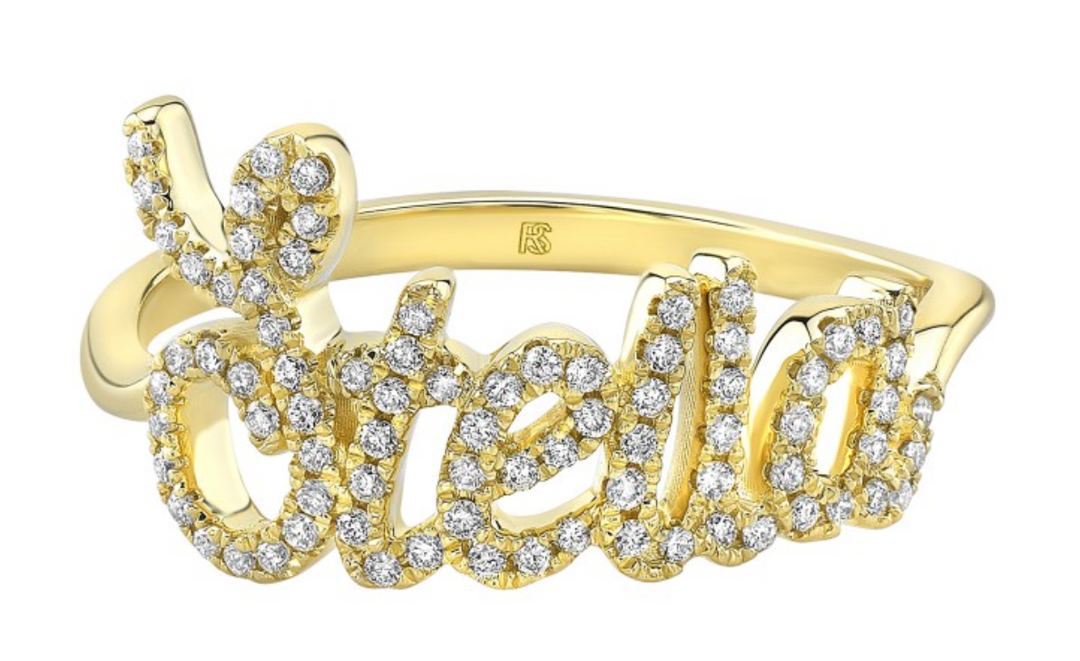 14K Gold Diamond Script Ring - Millo Jewelry