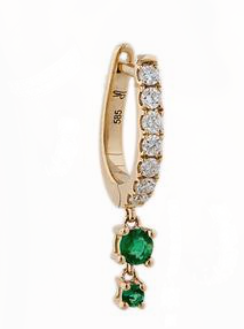 Graduated Emerald Pave Diamond Mini Hoop - Millo Jewelry