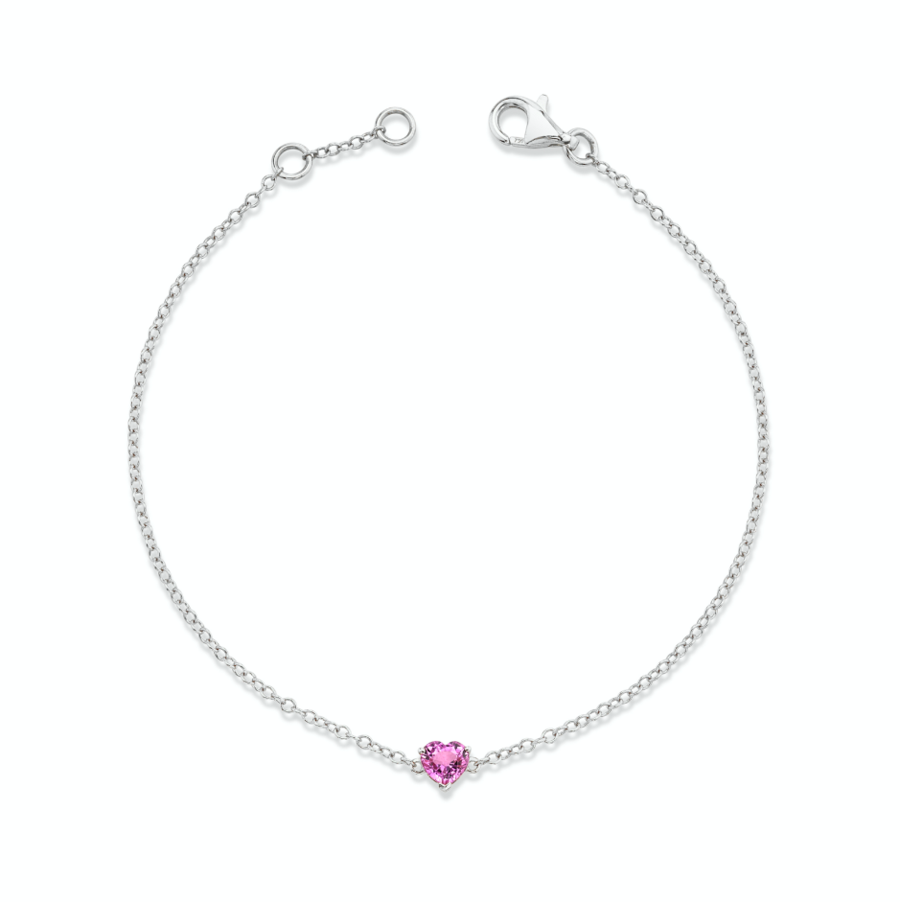 Pink Sapphire Baby Heart Bracelet - Millo Jewelry