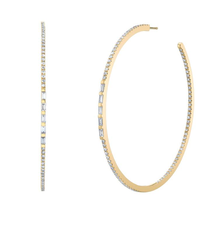 5 Baguette Diamond Pave Hoops - Millo Jewelry